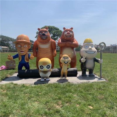 熊出没玻璃钢卡通动画片人物景观摆件