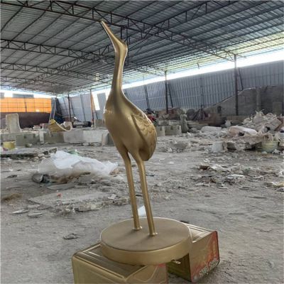 园林景观玻璃钢仿铜抽象动物火烈鸟