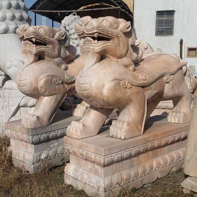 公园景区晚霞红石雕麒麟博鱼网页版