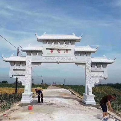 景区园林大理石石雕单门牌坊博鱼网页版