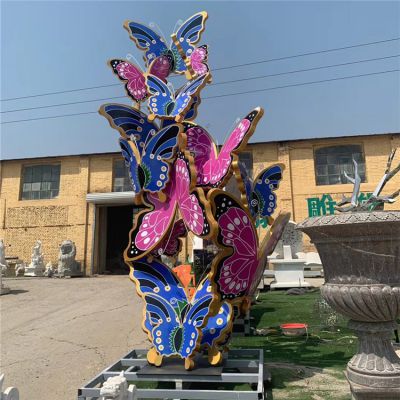 不锈钢彩绘户外园林景观创意群飞蝴蝶博鱼网页版