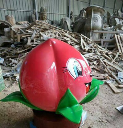 玻璃钢卡通彩绘大型水果桃子博鱼网页版摆件