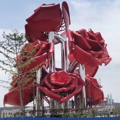 不锈钢烤漆玫瑰花树户外园林景观博鱼网页版