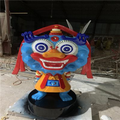 玻璃钢彩绘卡通狮子公仔街头景观博鱼网页版