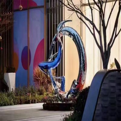 镜面不锈钢创意景观抽象圆环博鱼网页版摆件