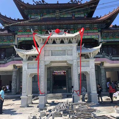 青石石雕户外大型牌坊倒水