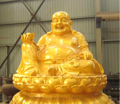 寺庙景区大型玻璃钢喷金鎏金笑佛弥勒佛博鱼网页版