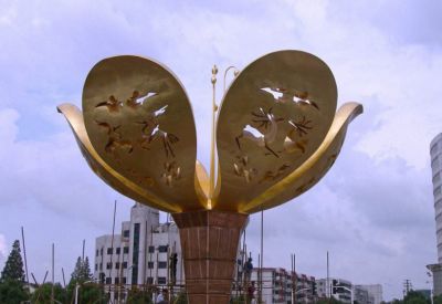 城市不锈钢大型紫荆花景观花朵博鱼网页版