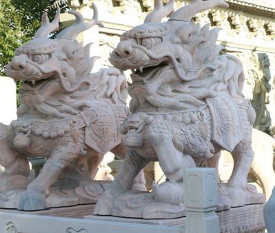 大理石石雕户外景区大型神兽麒麟博鱼网页版
