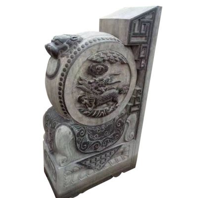 青石复古雕刻抱鼓石庭院门口摆放柱墩石门墩
