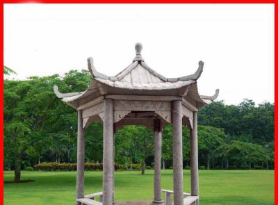企业花园摆放仿古六角休息凉亭石雕