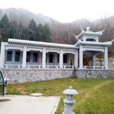 寺院景点装饰大型青石雕刻中式长廊凉亭