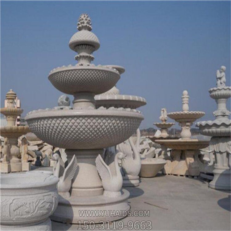 别墅庭院水池摆放大理石雕刻欧式多层流水喷泉博鱼网页版