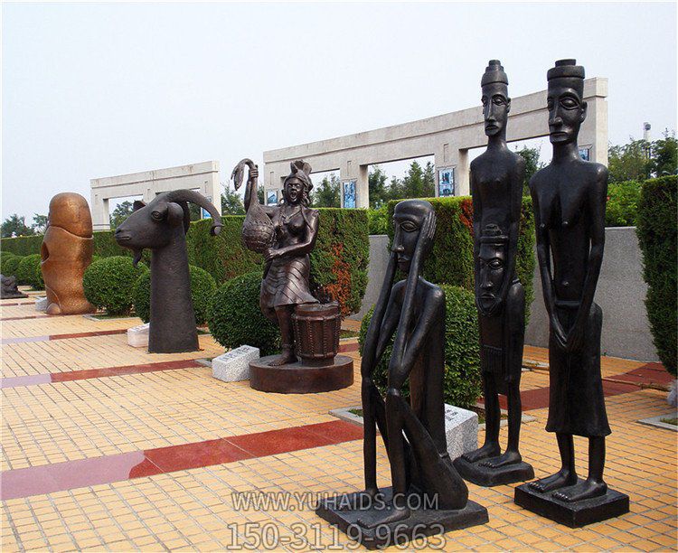 公园街道路边玻璃钢仿铜情景小品人物博鱼网页版