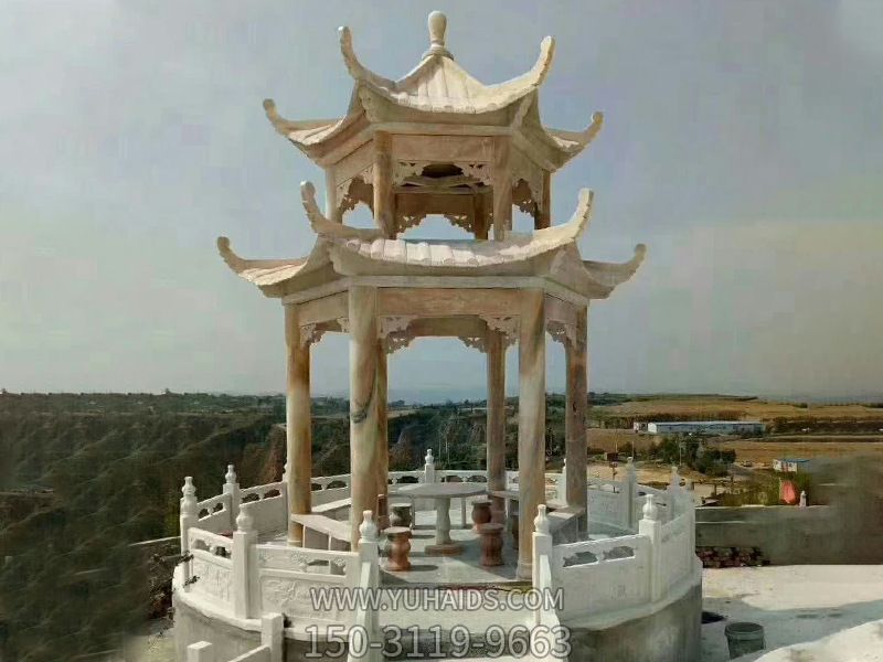 景区寺院户外观景台摆放晚霞红双层顶仿古建休闲凉亭博鱼网页版