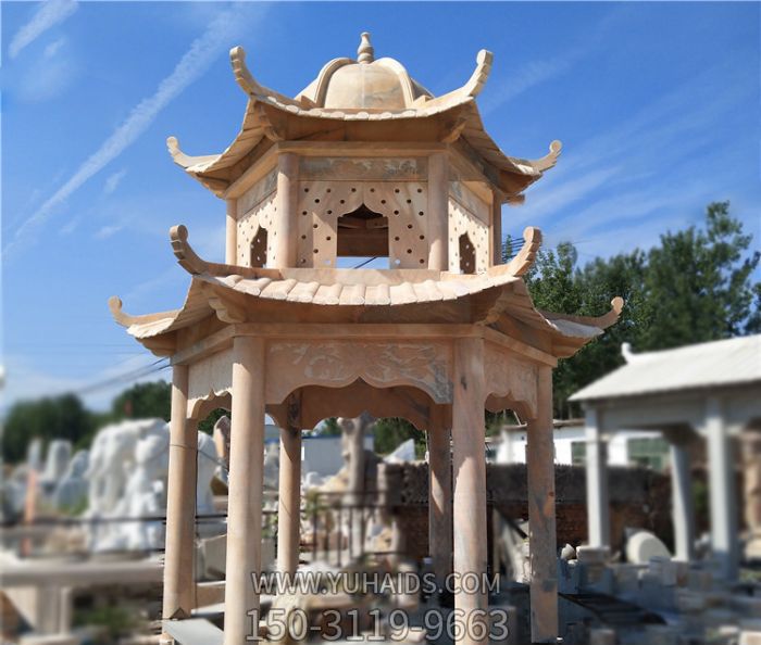 佛教寺庙户外摆放二层休息大理石凉亭博鱼网页版