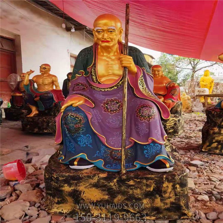 玻璃钢彩绘拿着棍子的十八罗汉博鱼网页版