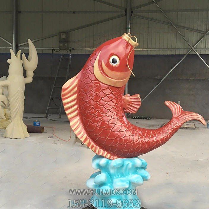 动物海洋馆玻璃钢仿真彩绘鲤鱼喷水摆件博鱼网页版