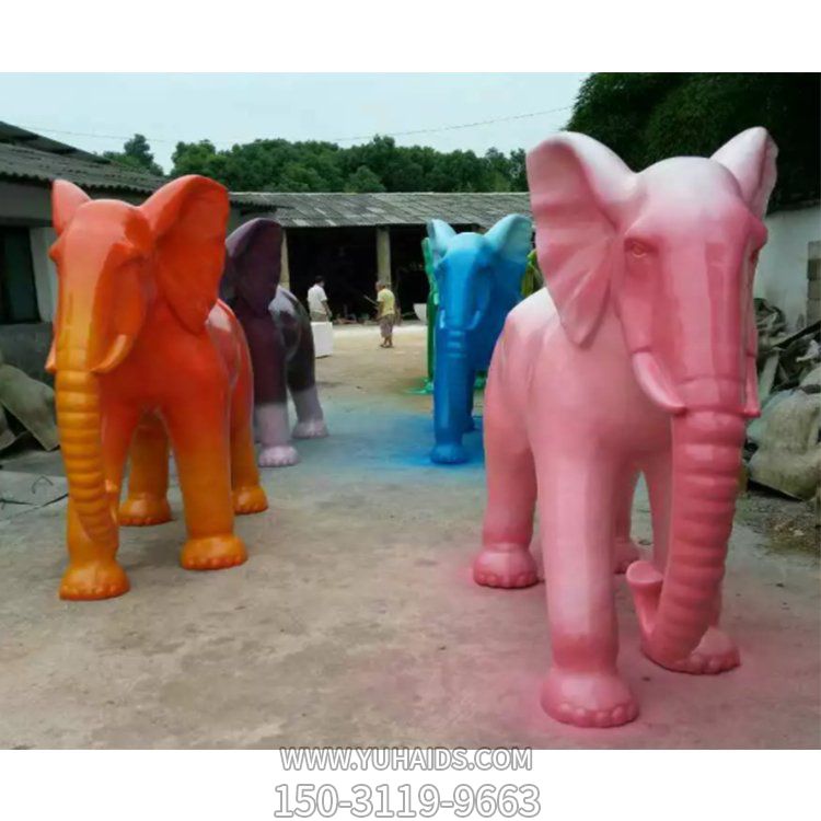 玻璃钢彩绘喷漆大象博鱼网页版游乐场户外摆放小品