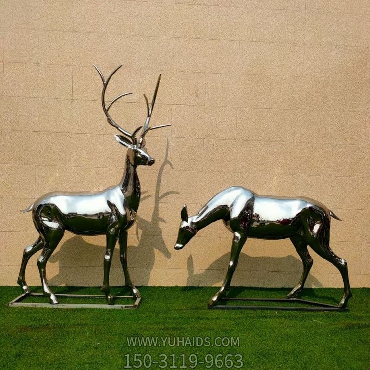 户外园林抽象动物景观不锈钢梅花鹿博鱼网页版