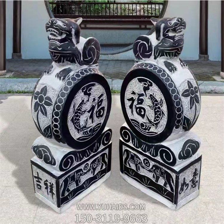 别墅摆放中式仿古大理石门鼓石摆件博鱼网页版