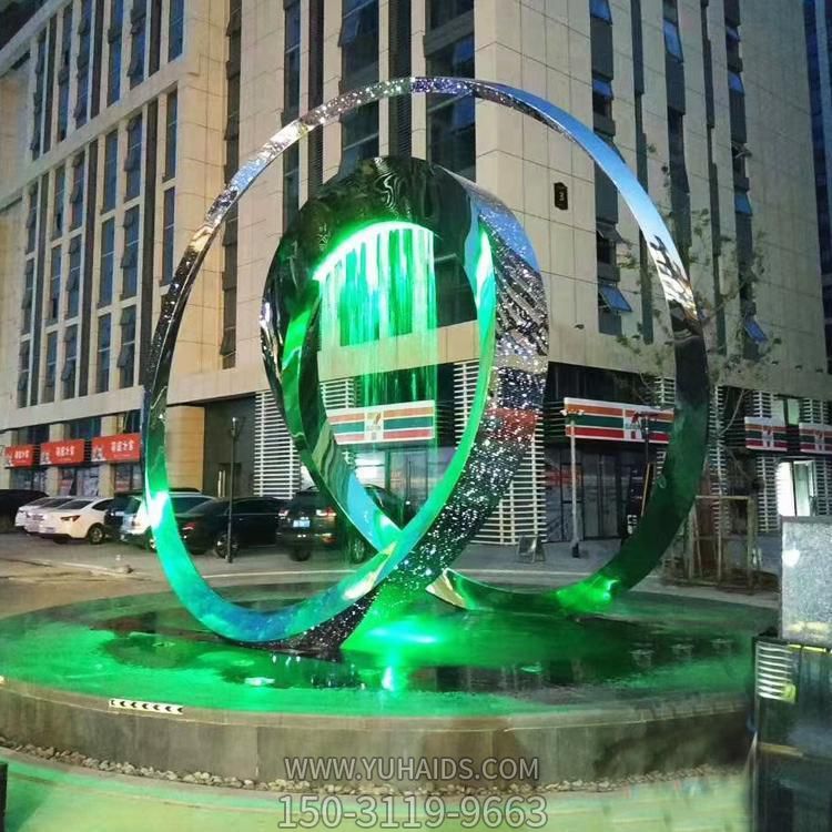 城市广场喷泉摆放不锈钢抽象艺术圆环造型博鱼网页版