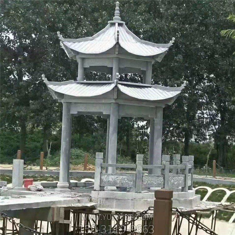青石雕刻二层仿古建筑公园摆放中式凉亭博鱼网页版