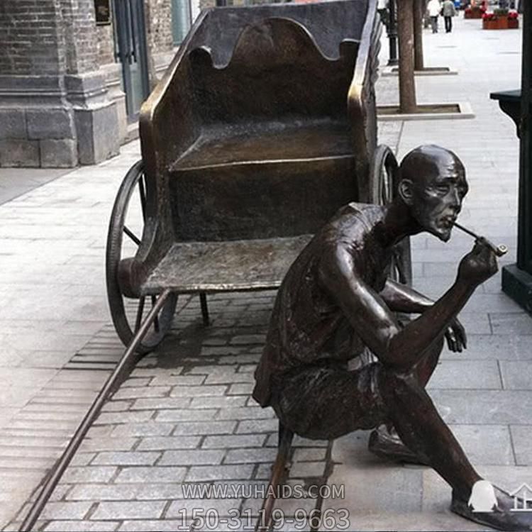 步行街摆放玻璃钢饭桶拉黄包车民俗人物小品博鱼网页版