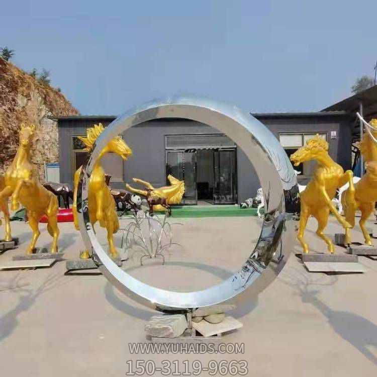 园林户外水池喷泉摆放不锈钢镜面圆环博鱼网页版