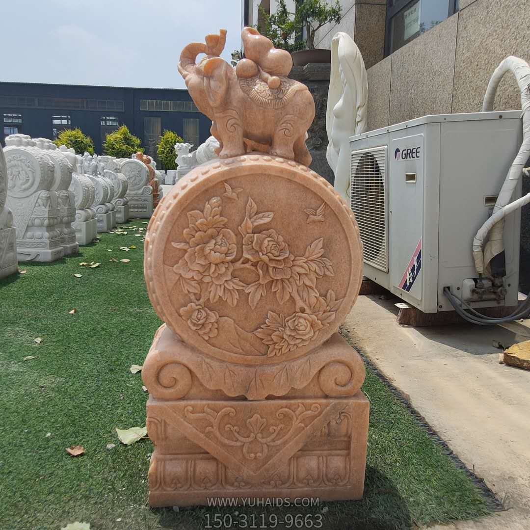 别墅户外摆放一对晚霞红抱鼓小象动物摆件博鱼网页版
