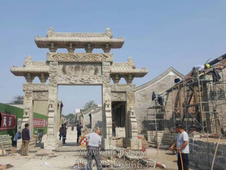 园林景区建设三门五楼青石石雕门楼牌坊博鱼网页版