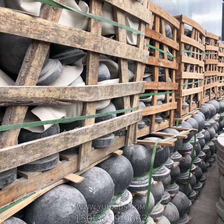 大理石芝麻灰雕刻阻车石球小区门口摆放石球墩博鱼网页版