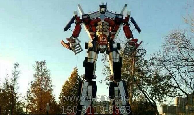 不锈钢变形金刚卡通户外街道机器人博鱼网页版