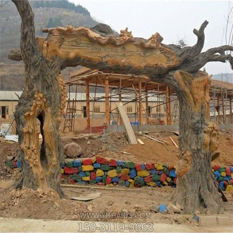 景区公园大型仿真树木景观玻璃钢拱门门头摆件博鱼网页版