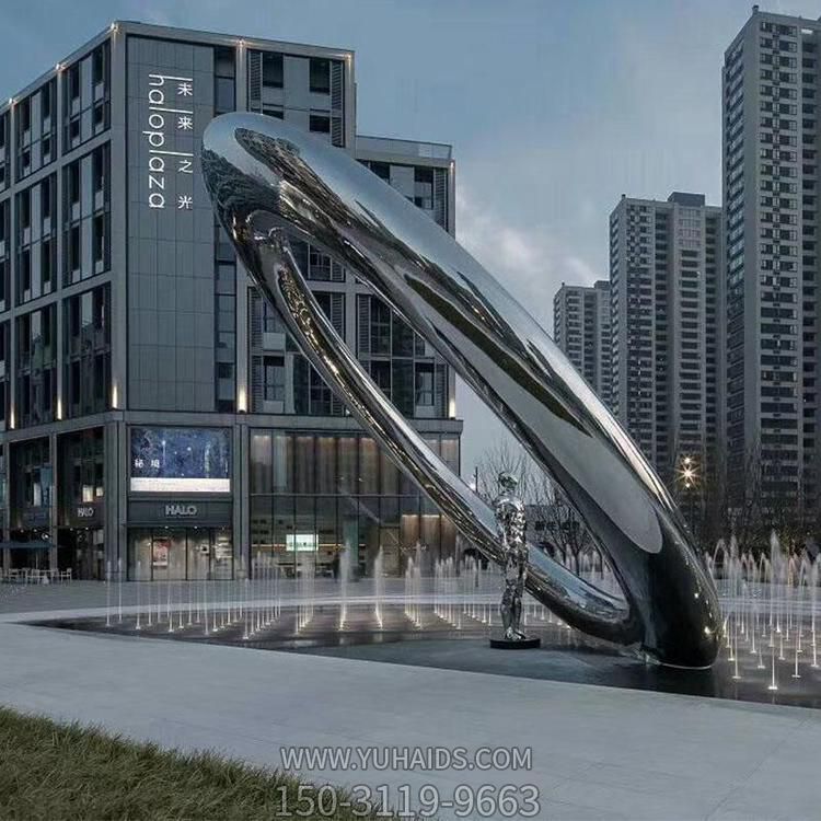  广场喷泉抽象摆件不锈钢圆环水景博鱼网页版