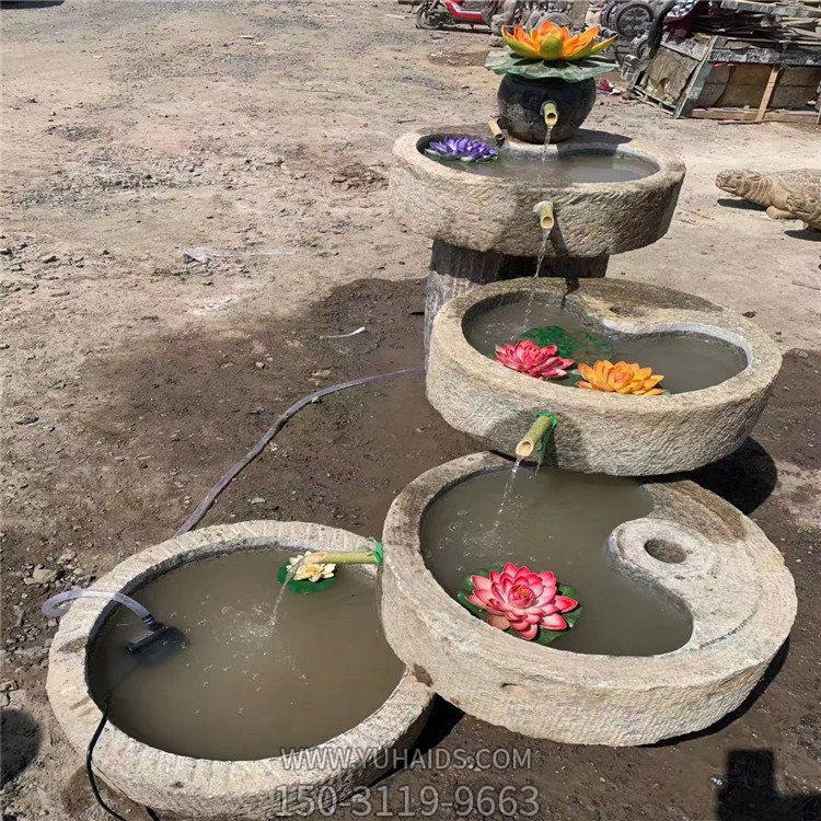 流水石磨盘庭院小景博鱼网页版