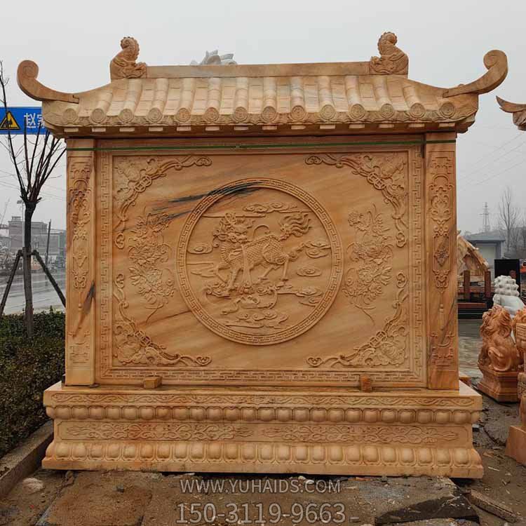 晚霞红石雕浮雕中式庭院屏风影壁博鱼网页版