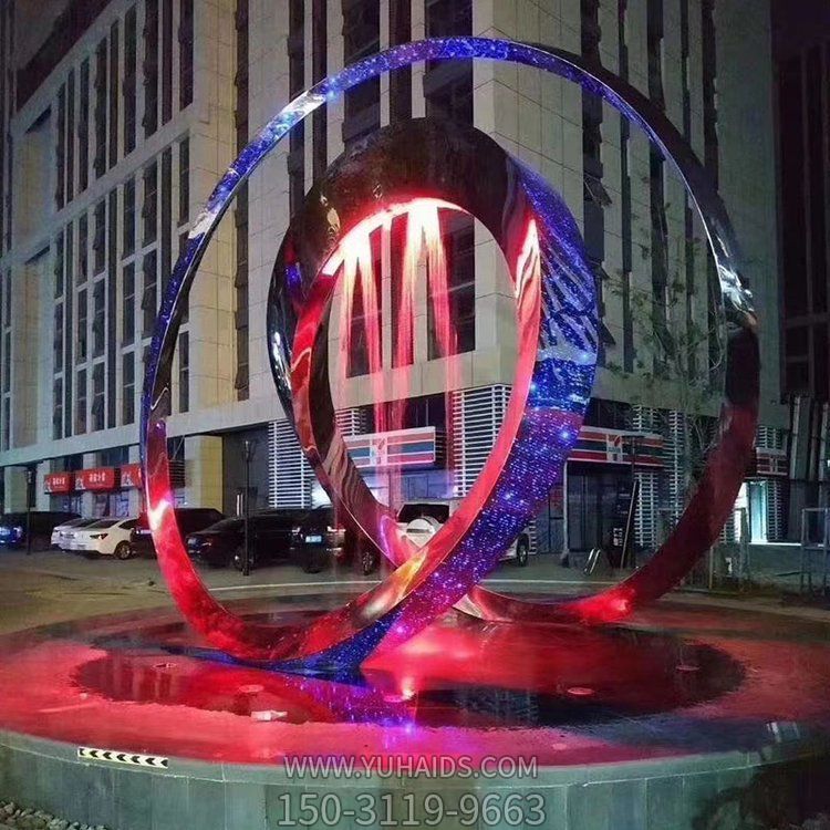 不锈钢广场户外大型抽象艺术圆环造型景观博鱼网页版