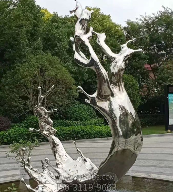 广场大型不锈钢镜面海浪浪花摆件博鱼网页版