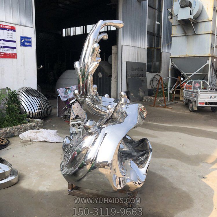 镜面不锈钢户外园林抽象海浪浪花博鱼网页版摆件