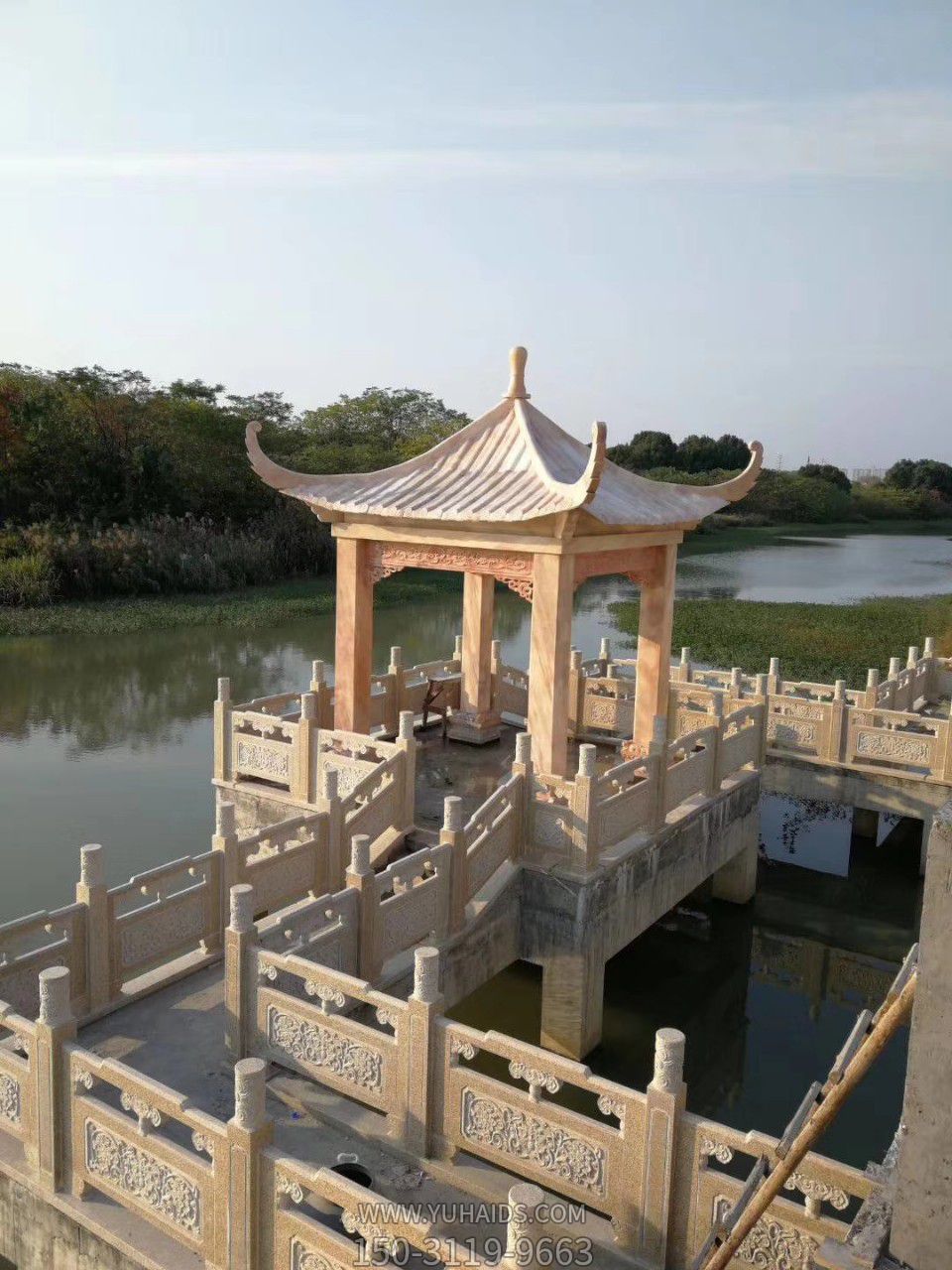 湖钟景区摆放大理石中式四角凉亭博鱼网页版