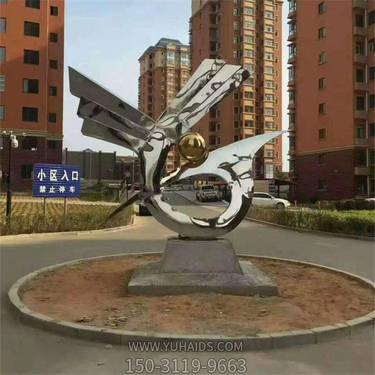 大型镜面抽象园林景观不锈钢标志博鱼网页版