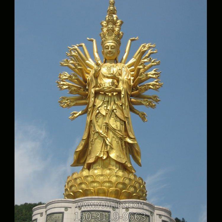 户外景区大型铜雕立式千手观音博鱼网页版摆件