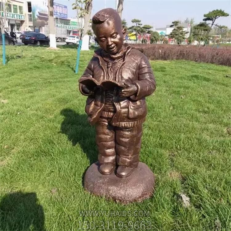 校园广场玻璃钢仿铜看书的儿童景观博鱼网页版