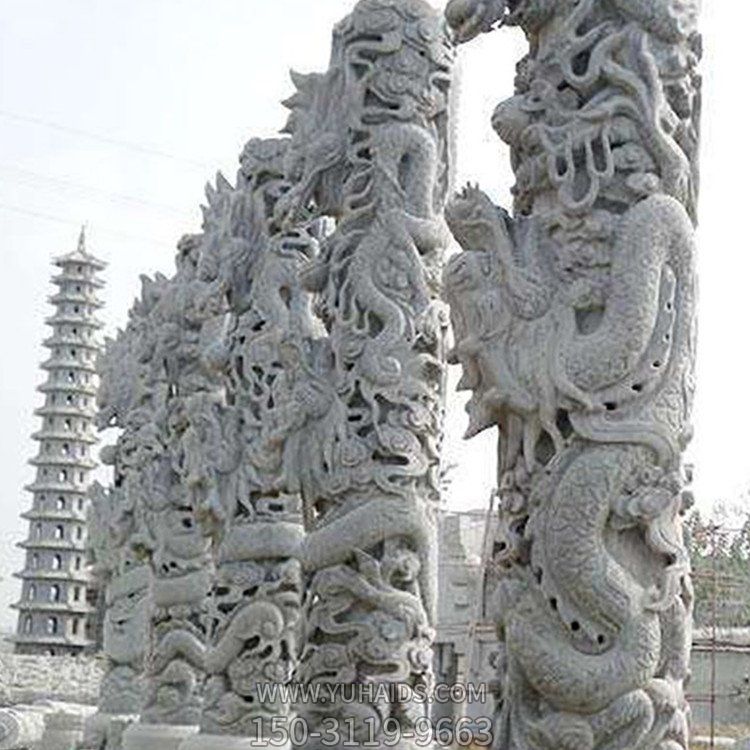 广场大型浮雕盘龙龙柱博鱼网页版