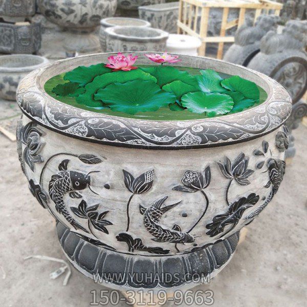 园林摆放天然石材雕刻莲花鱼缸花盆博鱼网页版