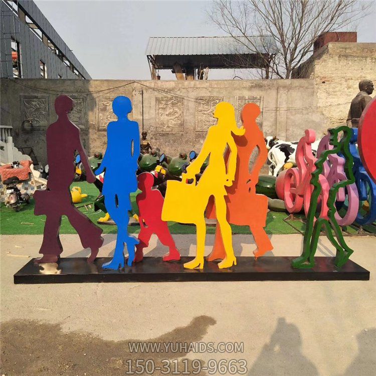 商场摆放 不锈钢剪影抽象购物人博鱼网页版