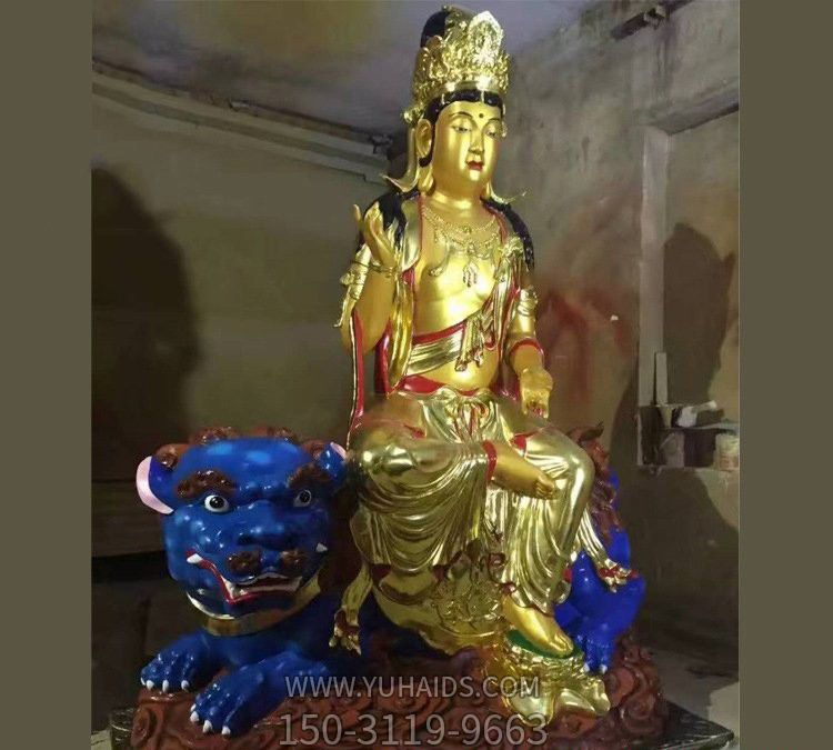 寺庙玻璃钢贴金文殊菩萨博鱼网页版