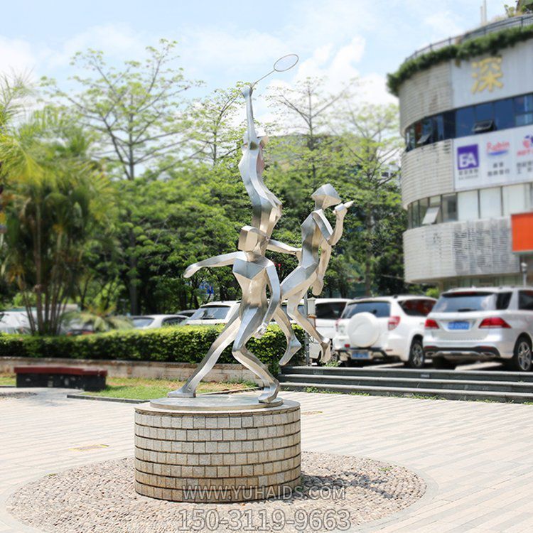 广场户外摆放不锈钢抽象运动人物景观标识博鱼网页版