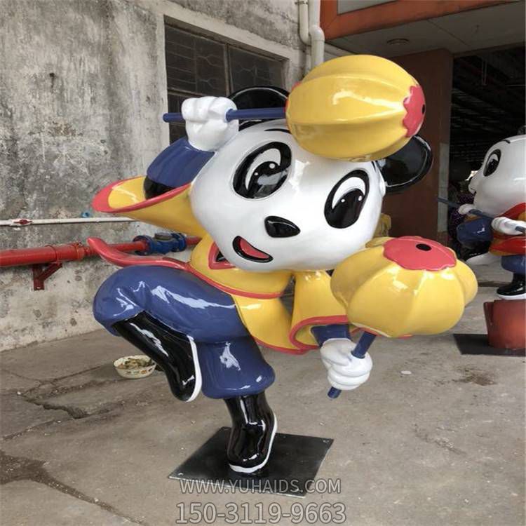 玻璃钢卡通功夫熊猫造型游乐园商场摆件博鱼网页版